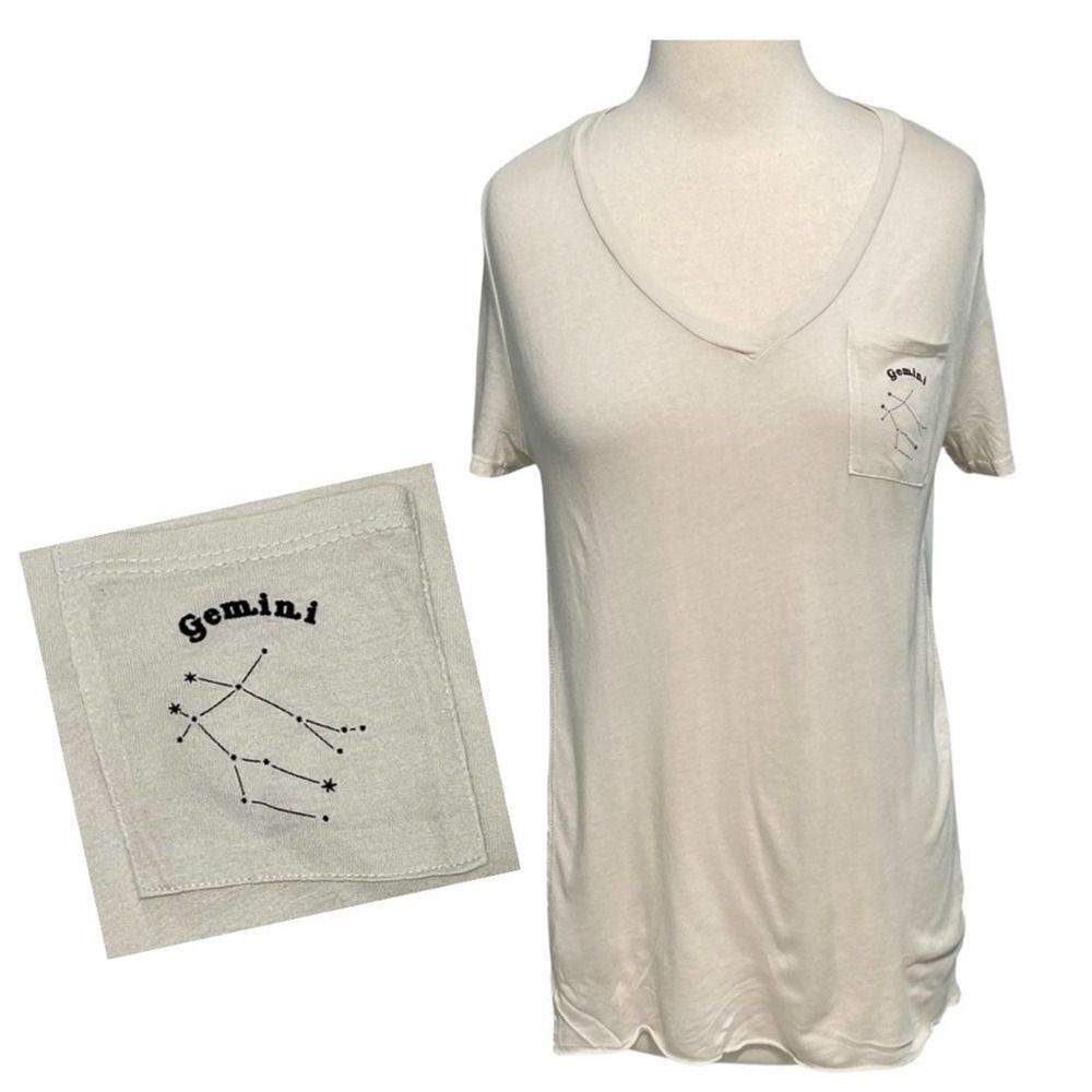 Michelle By Comune Zodiac Gemini Short Sleeve T-Shirt Tee‎ Shirt Clay Cream XS